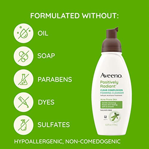 Limpeza Facial Espuma Sem Óleo Clear Complexion com Ácido Salicílico para Pele Propensa a Acne – 150ml - Aveeno