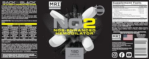 Performance NO2 Fórmula Original de Óxido Nítrico para Bomba Perpétua o Dia Todo, Pré-Treino sem Estimulantes, Potência, Força, Magra – Booster de N.O. com L-Arginina Alfa Cetoglutarato AAKG - MRI