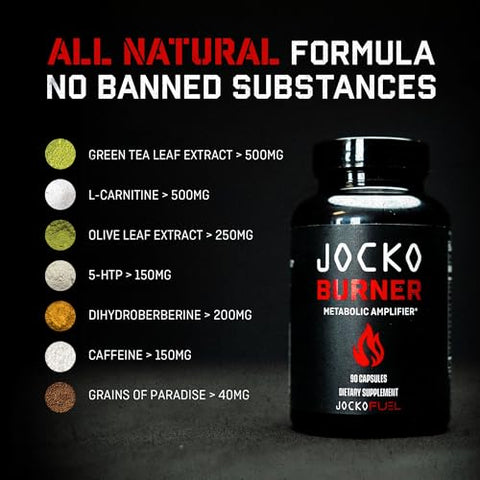 Burner para Homens – Aumente sua Energia e Queime Calorias Rapidamente | 100% Natural | 60 cápsulas | Marca Jocko Fuel - Jocko Fuel