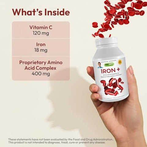 ANDREW LESSMAN - Andrew Lessman Iron Plus 180 Cápsulas – 18mg Ferro, Ferro Aminoácido Quelato 100% Puro (Glicinato) – Compre Agora!