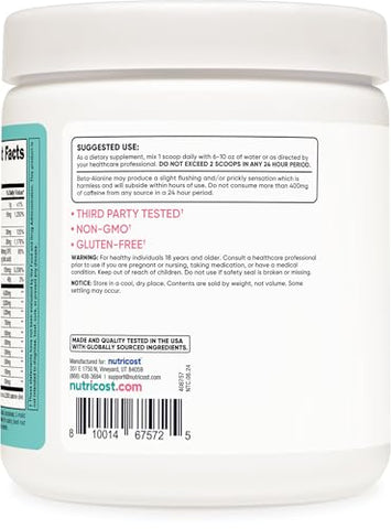 Pó Pré-Treino para Mulheres, Sabor Pêssego Manga, 30 Porções – 300g - Nutricost