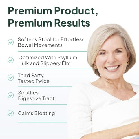 Organics Ocean - Fibra Melhor – Suplemento Diário de Fibra – Amolece Fezes para Movimentos Intestinais Sem Esforço – com Psyllium Hulk e Slippery Elm – 90 Cápsulas