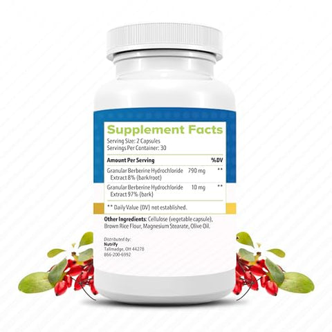 Generic - Berbacil – Berberina Pura 100%, Maior Absorção, 800mg, Livre de OGM, Fabricado nos EUA