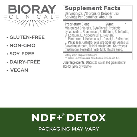 Clinical NDF Plus – 30 ml – Remove Naturalmente Toxinas do Corpo – Não-OGM, Vegetariano, Livre de Glúten - BIORAY