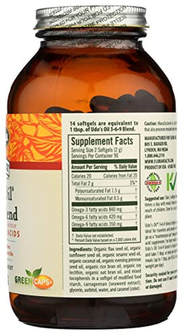 Flora - FLORA – Óleo Omega 369 Udo’s Choice, Cápsulas Vegetarianas, 180 Unidades, 61582