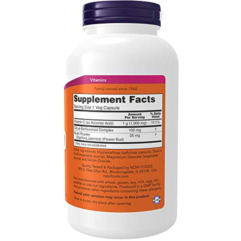 NOW Foods - Now Supplements, Vitamina C-1,000 com 100 mg de Bioflavonoides, Proteção Antioxidante, 250 Cápsulas Vegetais (Pacote com 2)