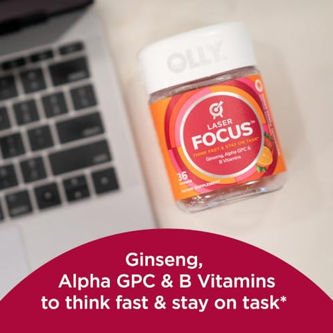 Laser Focus Gummy – Ginseng, Alpha GPC, Vitaminas B, 36 Unidades - OLLY