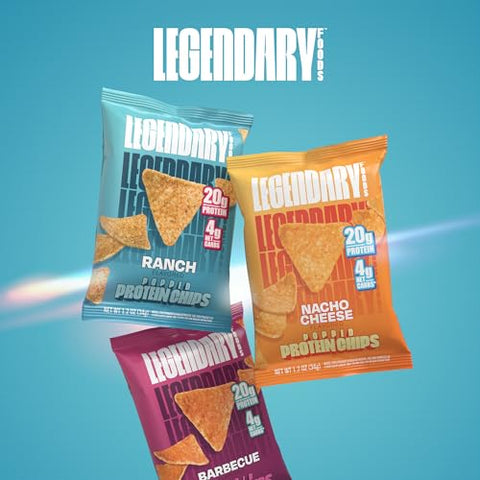 Chips de Alta Proteína – 7x Amigáveis ao Keto e Livres de Glúten – Snacks Crocantes em Formato de Tortilla – Lanche de Taco, 20g de Proteína, Baixo Carboidrato e Baixo Açúcar – Ranch - Legendary Foods