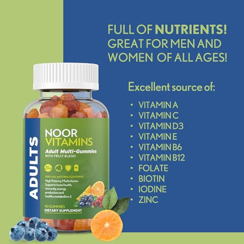 Halal Gummy Multivitamínico Orgânico para Homens e Mulheres – 90 Unidades - Noor Vitamins