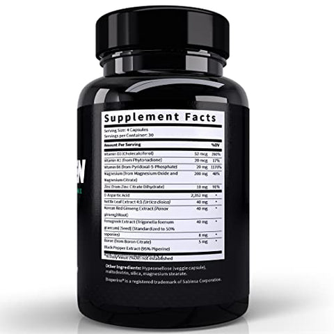 Suplemento Natural para Níveis de Testosterona em Homens – Fórmula Herbal de Aumento Masculino com Magnésio, Zinco, Feno-Grego, Ginseng Vermelho e Mais para Resistência – 1 Mês de Fornecimento - TestoGen