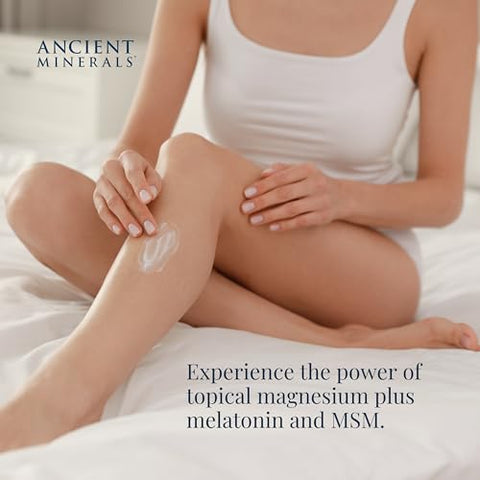 Loção Noturna Ancient Minerals Magnesium Goodnight com melatonina, cloreto de magnésio e OptiMSM – Hidratante noturno tópico (75ml)
