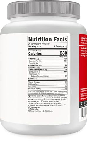 Ketologic - KetoLogic Shake em Pó Substituto de Refeição com MCT Óleo e Whey de Pasto – Fórmula Perfeita para a Cetose – 20 Porções – Chocolate