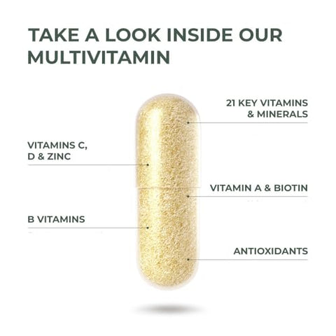 2 Pack – Multivitamínico para Mulheres e Homens – Vitaminas A, C, D e E – B12, B6, Biotina, Zinco – 30 Cápsulas - Primal Harvest
