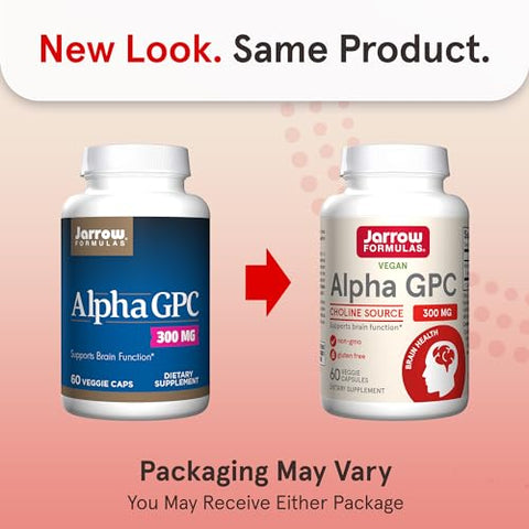 Alpha GPC 300mg – Cápsulas Vegetais para Saúde Cerebral – 60 Unidades - Jarrow Formulas