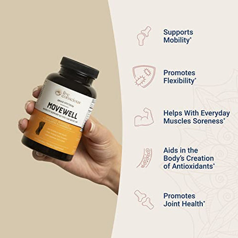 Live Conscious - MoveWell by LiveConscious – Glucosamina Condroitina com MSM, Ácido Hialurônico e Mais | Suplemento para Saúde das Articulações (2-Pack)