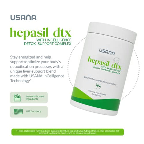 Hepasil DTX com Complexo de Suporte à Desintoxicação InCelligence para Suporte Abrangente ao Fígado* – 84 Comprimidos – Fornecimento de 28 Dias - USANA