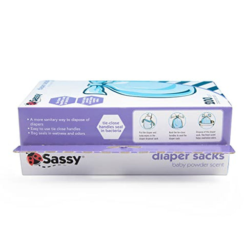 Sacos Descartáveis para Fraldas Sassy, 200 Unidades (Pacote com 2) – Práticos e Convenientes