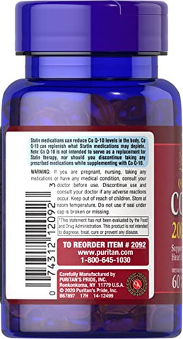 Puritan's Pride - Puritan’s Pride Q Sorb Coq-10 200 Mg – 1 Frasco 60 Softgels | Compre Agora!