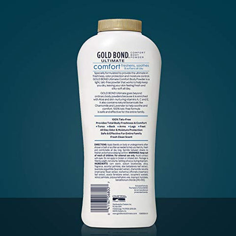 Ultimate Comfort Body Powder 300g (Pack of 3), Fórmula sem Talco com Aloe - Gold Bond