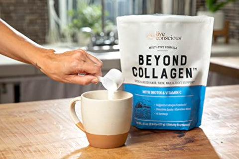 Beyond Collagen Pó de Colágeno Multi Colágeno para Mulheres com Tipos I, II, III, V – 100g - Live Conscious