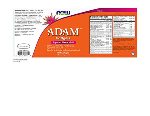 NOW Foods - Now Foods ADAM Vitaminas Masculinas, 180 Softgel (2 Pacotes) – Fórmula Multivitamínica para Homens