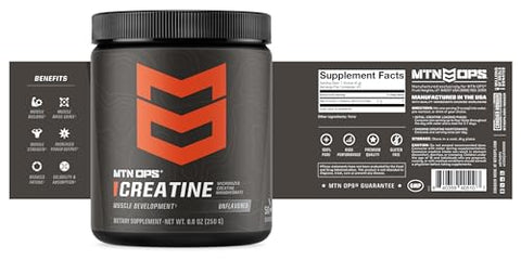 Creatine Monohydrate Powder – Pote de 50 Porções sem Sabor – 100% Puro Micronizado para Massa Muscular e Força - MTN OPS
