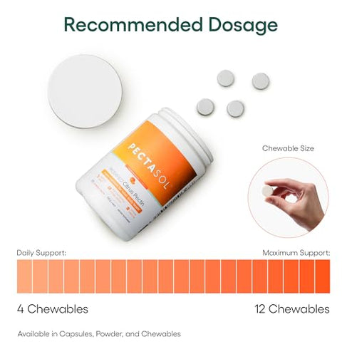 PectaSol Modified Citrus Pectin – 120 Tabletes Mastigáveis de Tangerina – Suplemento para Saúde Total do Corpo, Apoio ao Coração, Sistema Imunológico e Resposta Inflamatória – Mantenha-se Saudável - EcoNugenics