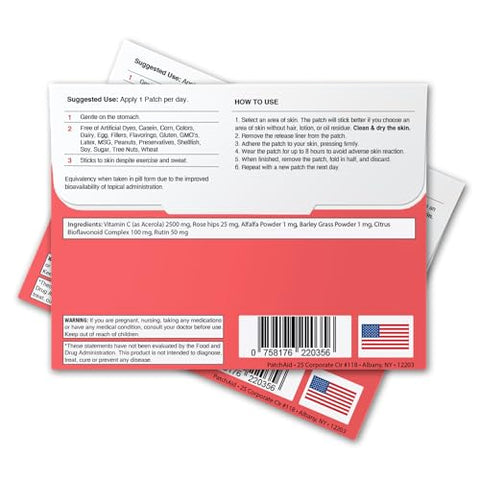 Patch Aid - PatchAid C Plus – Adesivo Tópico 30 Dias de Fornecimento – Vitamina C 1000mg – 30 Adesivos