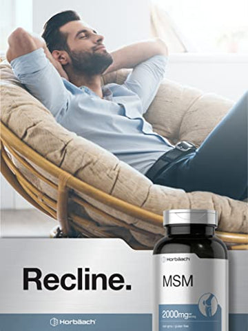 Cápsulas de Suplemento MSM | 2000mg | 250 Unidades | Fórmula Livre de OGM e Glúten | Metilsulfonilmetano - Horbäach