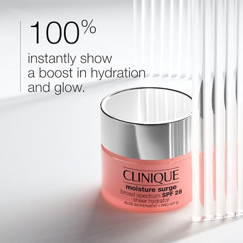 Clinique Moisture Surge Hidratante Facial FPS 28 – Hidratante Facial Leve com Proteção Solar Ampla Espectro