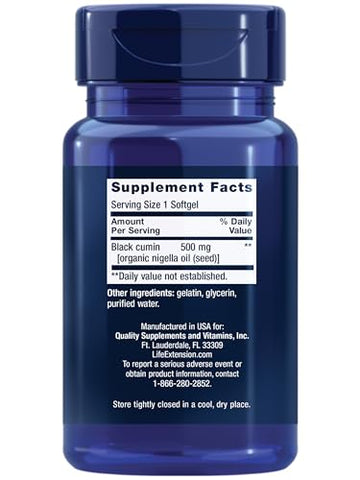 Óleo de Semente de Cominho Preto Life Extension 500 mg – Suporte Imunológico