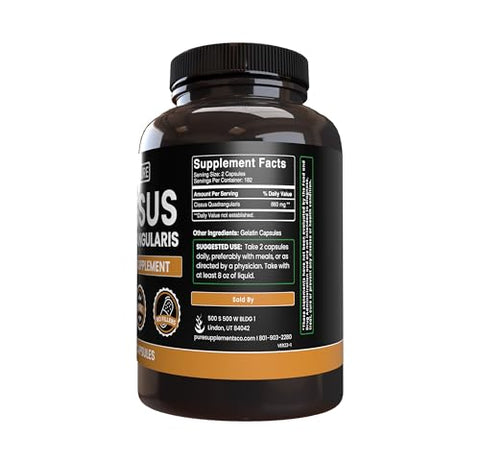 PURE ORIGINAL INGREDIENTS - Cissus Quadrangularis Puro Original (365 Cápsulas) Sem Preenchedores de Magnésio ou Arroz, Sempre Puro, Verificado em Laboratório – Ingredientes Originais de Qualidade