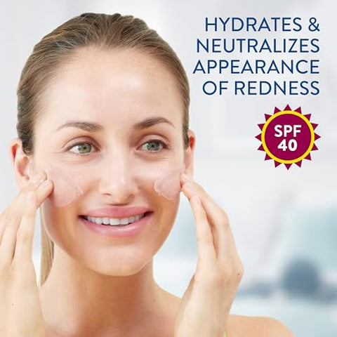 Cetaphil - CETAPHIL Hidratante Facial Diário com FPS 40, 50 ml, Protetor Solar de Amplo Espectro, Tonalidade Neutra, para Pele com Vermelhidão