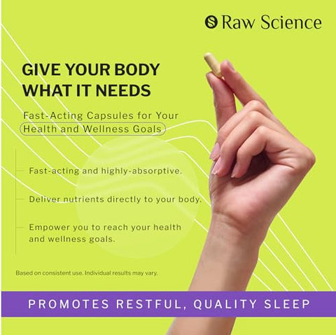 S RAW SCIENCE - Melatonina 10mg – Suplemento para Dormir com L-Teanina, GABA Calm, L-Triptofano – Suplementos para um Sono Profundo com Ashwagandha, Flor de Maracujá, Melissa, Camomila, Magnésio