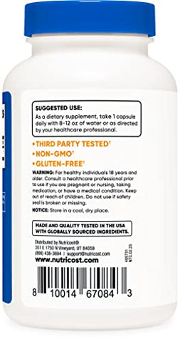 Cápsulas de Bile de Boi 125mg, 240 Cápsulas – Não-OGM - Nutricost