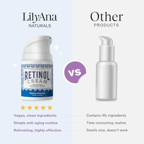 Creme Retinol LilyAna Naturals – Hidratante Anti-Envelhecimento para Rosto e Pescoço, Complexo Retinol – 50g