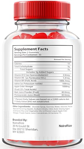 NutraRize - Vital Surge Gummies – Gomitas de Vinagre de Maçã Natural (60 Gummies)