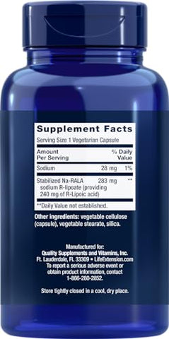 Super R-Lipoic Acid 240mg – 90 Cápsulas Vegetais (Pacote com 2) – Potencialize sua saúde com o Ácido R-Lipoico de alta qualidade - Life Extension