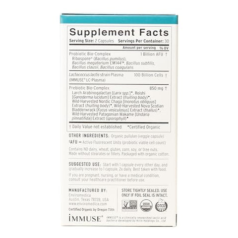 Terraflora Deep Immune – Probiótico Prebiótico SBO de Bacillus Spore Form Synbiotic com LC-Plasma – Impulsionador Imunológico Poderoso (60ct) - Enviromedica