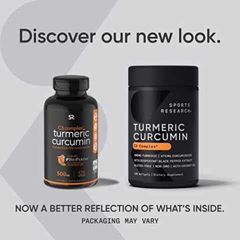 Turmeric Curcumin C3 Complex – Softgels com Extrato de Pimenta Preta Bioperine – 60 Cápsulas - Sports Research