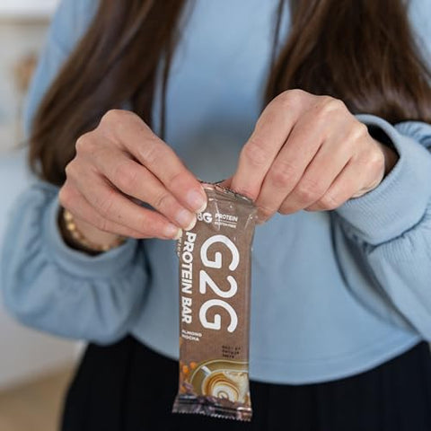 Barra de Proteína G2G, Amêndoa Mocha, Ingredientes Naturais, Refrigerada para Frescor, Lanche Saudável, Substituto de Refeição Delicioso, Sem Glúten, 8 Unidades (Embalagem com 8)