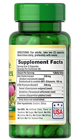Puritan's Pride - Puritan’s Pride Complexo de Cardo de Leite para o Fígado, Suporta a Função Saudável do Fígado, 90 Comprimidos, Branco