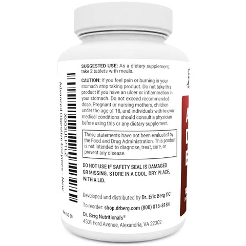 Dr. Berg Nutritionals - Dr. Berg Enzimas Digestivas Avançadas com Vinagre de Maçã – Ingredientes para Saúde Digestiva como Betaina Hidroclorídrica (HCI) e Raiz de Gengibre