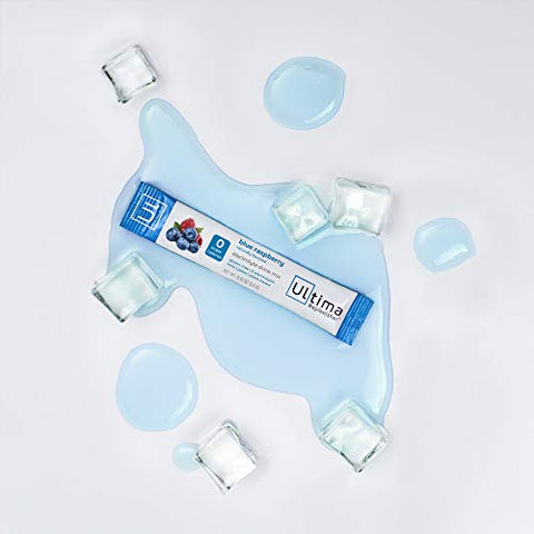 Bebida Hidratante de Eletrólitos, Sabor Framboesa Azul, 20 Sachês – Sem Açúcar, 0 Calorias, 0 Carboidratos – Sem Glúten, Keto, Não-OGM, Vegano, com - Ultima Replenisher