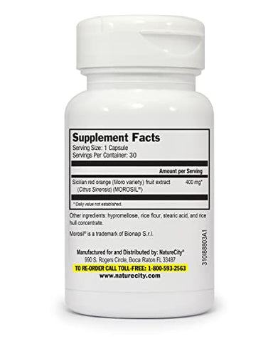NatureCity - True-Slim 400mg Morosil | Suplemento para Perda de Peso e Gordura | Reduz Acúmulo de Gordura | 60 Cápsulas Vegetarianas | Livre de Transgênicos e Glúten | Feito nos EUA com Extrato de Laranja Sanguínea