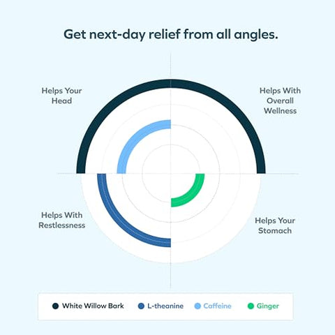 Relief | Ajuda para a Manhã Seguinte com Gengibre Casca de Salgueiro Branco | Sinta-se Melhor Depois de Beber | 12 Doses | Gengibre, Casca de Salgueiro Branco, L-Teanina, Cafeína - Cheers