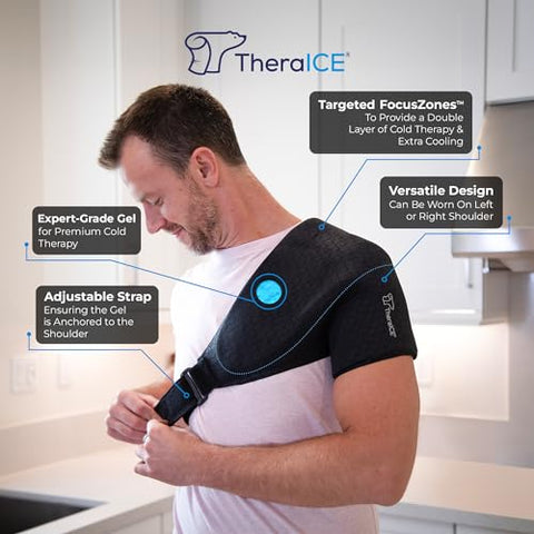 TheraICE – Bolsa de Gelo para Ombro/Compressa de Gelo Reutilizável para Manguito Rotador | Alívio e Recuperação