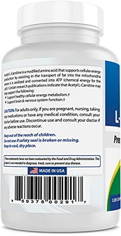 Best Naturals - Melhor Naturals Acetyl L-Carnitina 500 Mg 120 Cápsulas (Pack com 3) – Aumente sua energia e metabolismo