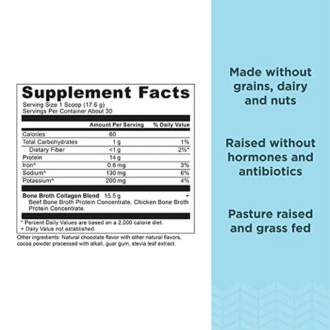 Colágeno em Pó de Caldo de Osso, Chocolate, Peptídeos de Colágeno Hidrolisado, Suporte para Pele e Unhas, 30 Porções, 18,6g - Ancient Nutrition