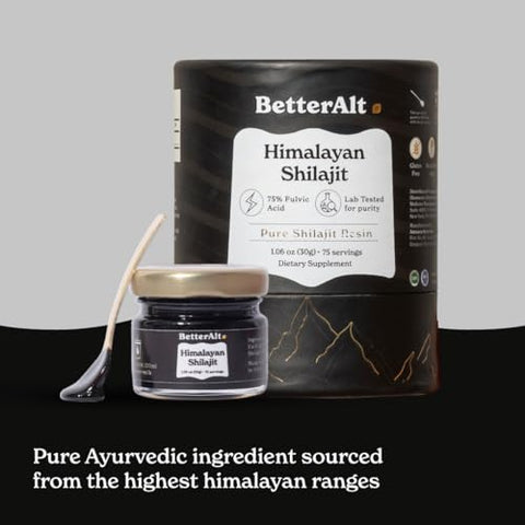 Better Alt - Shilajit Himalaio Puro Resina Pack de 2 Alta Potência Grau Ouro 150 Porções para Energia – Marca Primeiro